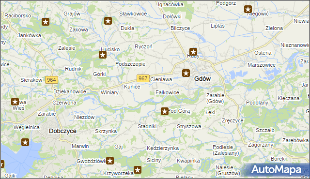 mapa Fałkowice gmina Gdów, Fałkowice gmina Gdów na mapie Targeo