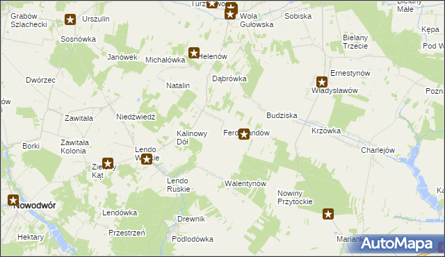 mapa Ferdynandów gmina Adamów, Ferdynandów gmina Adamów na mapie Targeo