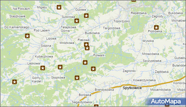 mapa Folwark gmina Jordanów, Folwark gmina Jordanów na mapie Targeo