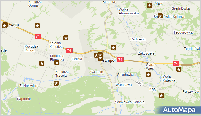 mapa Frampol powiat biłgorajski, Frampol powiat biłgorajski na mapie Targeo