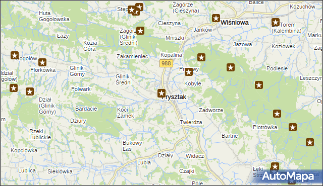 mapa Frysztak, Frysztak na mapie Targeo