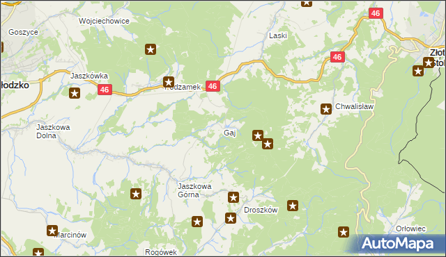 mapa Gaj gmina Kłodzko, Gaj gmina Kłodzko na mapie Targeo