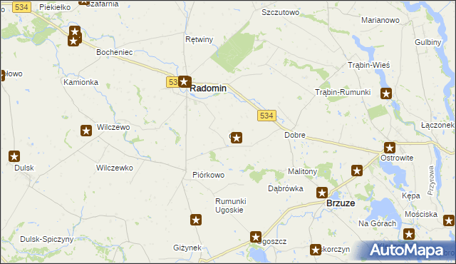 mapa Gaj gmina Radomin, Gaj gmina Radomin na mapie Targeo