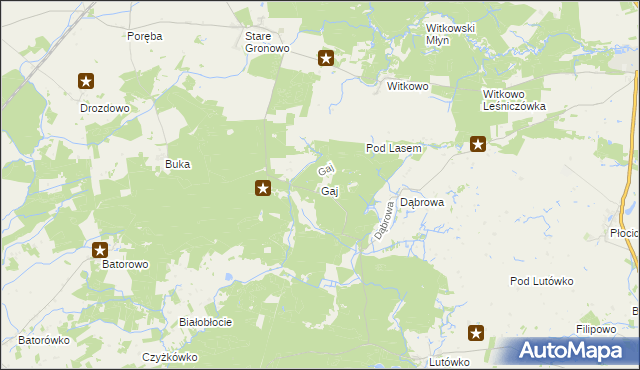 mapa Gaj gmina Sępólno Krajeńskie, Gaj gmina Sępólno Krajeńskie na mapie Targeo