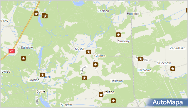 mapa Gajewo gmina Lubiszyn, Gajewo gmina Lubiszyn na mapie Targeo
