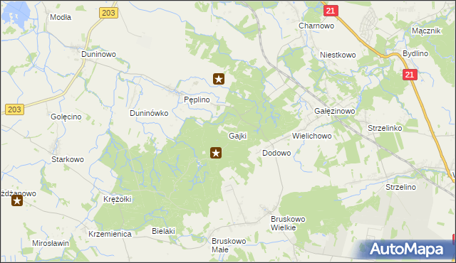 mapa Gajki gmina Słupsk, Gajki gmina Słupsk na mapie Targeo