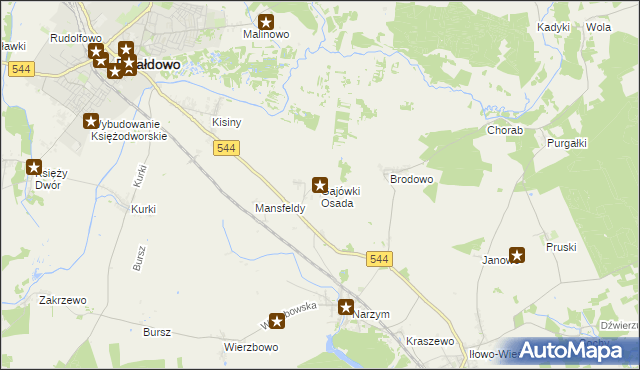 mapa Gajówki Osada, Gajówki Osada na mapie Targeo