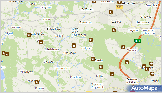 mapa Gałęzice, Gałęzice na mapie Targeo