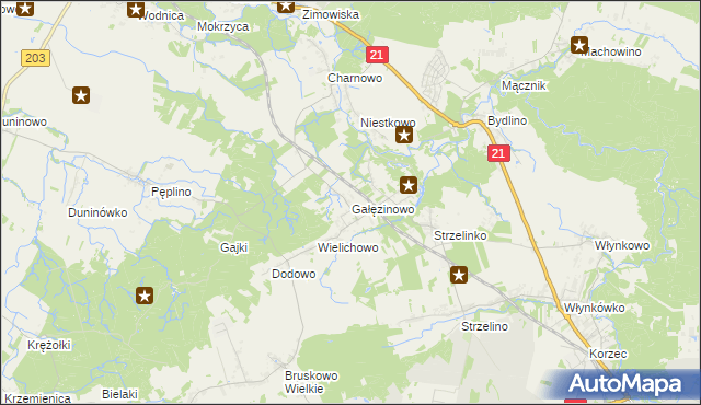 mapa Gałęzinowo, Gałęzinowo na mapie Targeo