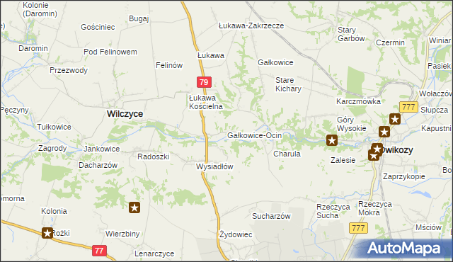 mapa Gałkowice-Ocin, Gałkowice-Ocin na mapie Targeo