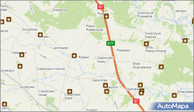 mapa Galominek Nowy, Galominek Nowy na mapie Targeo