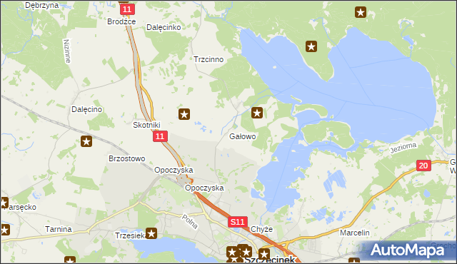 mapa Gałowo gmina Szczecinek, Gałowo gmina Szczecinek na mapie Targeo