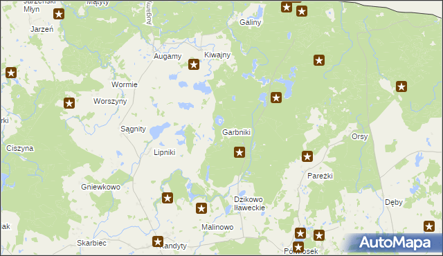 mapa Garbniki, Garbniki na mapie Targeo