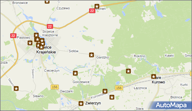 mapa Gardzko, Gardzko na mapie Targeo