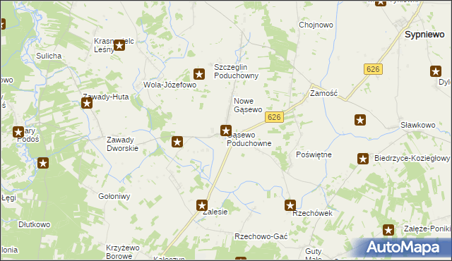 mapa Gąsewo Poduchowne, Gąsewo Poduchowne na mapie Targeo