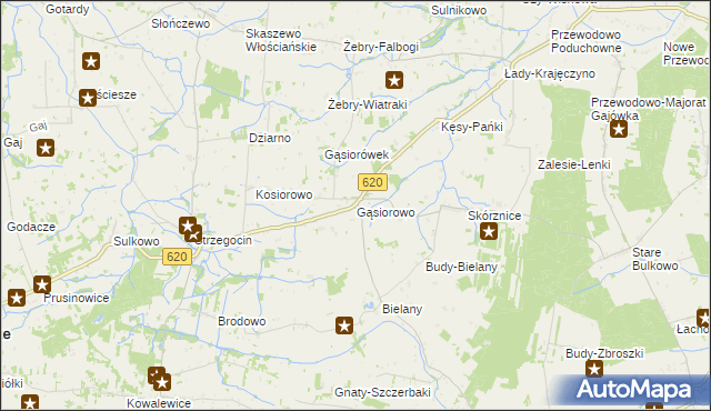 mapa Gąsiorowo gmina Świercze, Gąsiorowo gmina Świercze na mapie Targeo