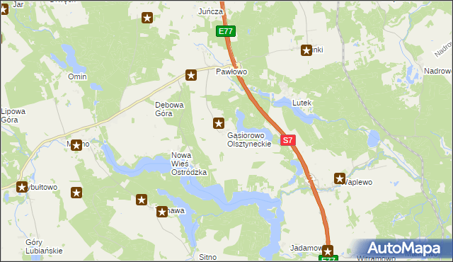 mapa Gąsiorowo Olsztyneckie, Gąsiorowo Olsztyneckie na mapie Targeo