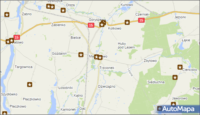 mapa Gębice gmina Mogilno, Gębice gmina Mogilno na mapie Targeo