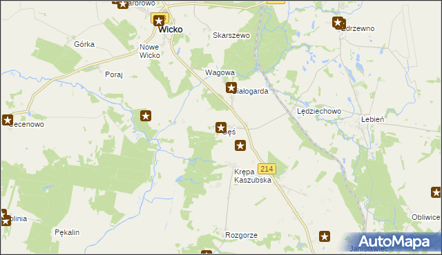 mapa Gęś gmina Wicko, Gęś gmina Wicko na mapie Targeo