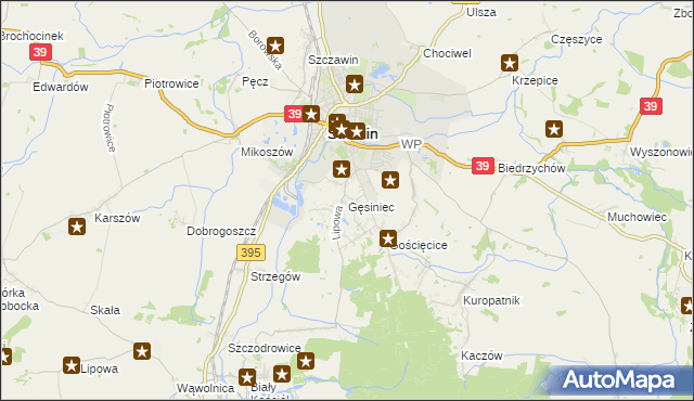 mapa Gęsiniec, Gęsiniec na mapie Targeo