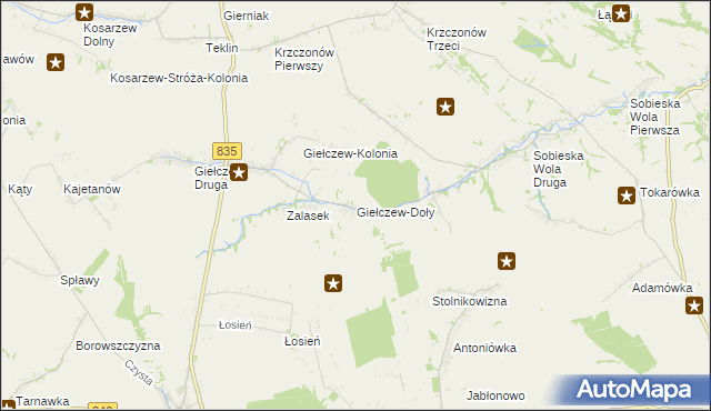mapa Giełczew-Doły, Giełczew-Doły na mapie Targeo