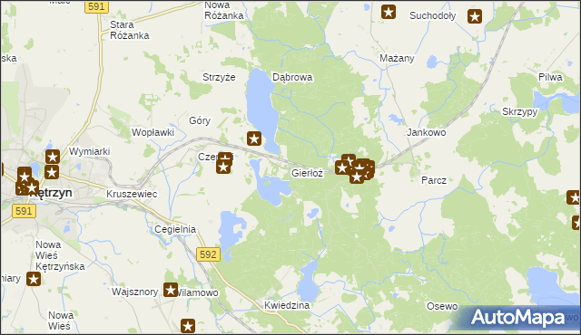 mapa Gierłoż gmina Kętrzyn, Gierłoż gmina Kętrzyn na mapie Targeo