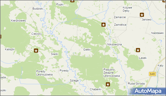 mapa Gietki, Gietki na mapie Targeo