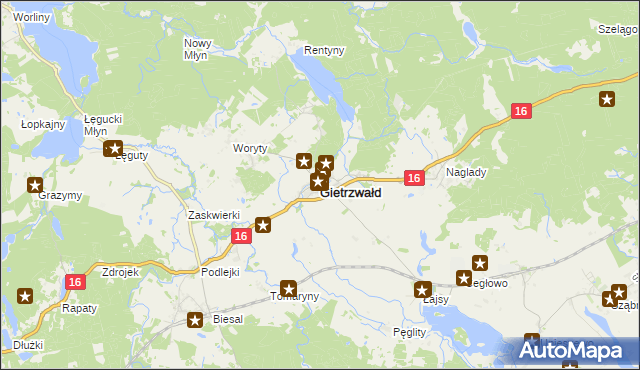 mapa Gietrzwałd, Gietrzwałd na mapie Targeo