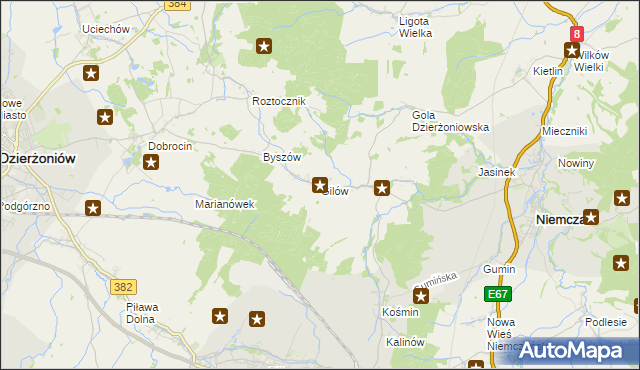 mapa Gilów gmina Niemcza, Gilów gmina Niemcza na mapie Targeo