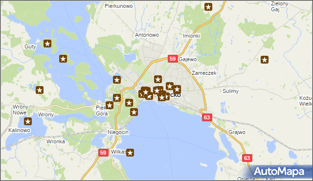 mapa Giżycko, Giżycko na mapie Targeo