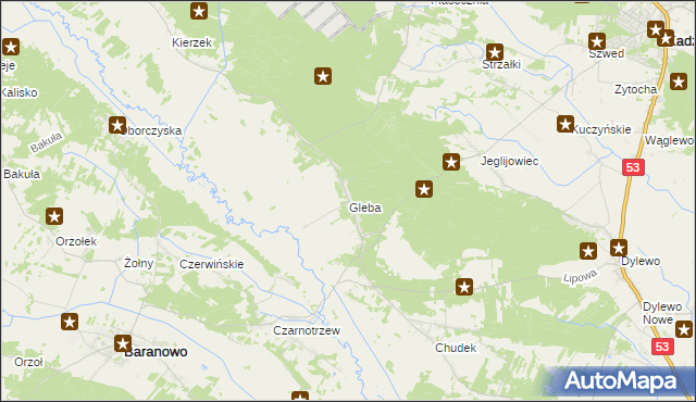 mapa Gleba, Gleba na mapie Targeo