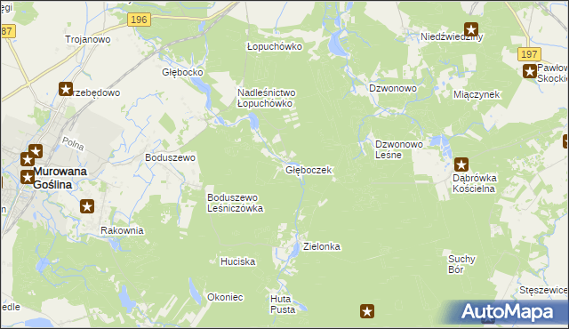 mapa Głęboczek gmina Murowana Goślina, Głęboczek gmina Murowana Goślina na mapie Targeo
