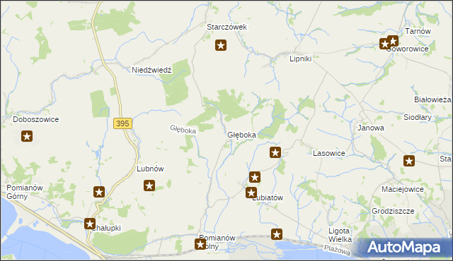 mapa Głęboka gmina Ziębice, Głęboka gmina Ziębice na mapie Targeo