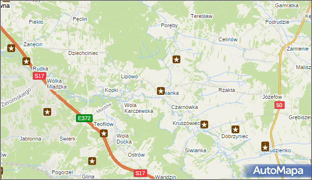 mapa Glinianka gmina Wiązowna, Glinianka gmina Wiązowna na mapie Targeo