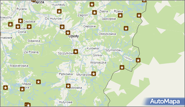 mapa Glinka gmina Ujsoły, Glinka gmina Ujsoły na mapie Targeo