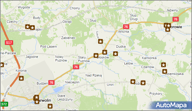 mapa Głosków gmina Borowie, Głosków gmina Borowie na mapie Targeo