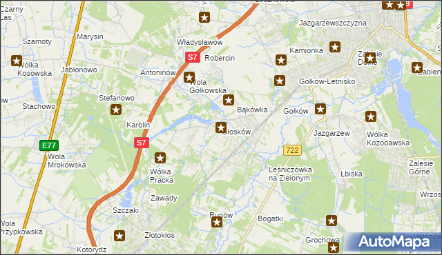 mapa Głosków gmina Piaseczno, Głosków gmina Piaseczno na mapie Targeo