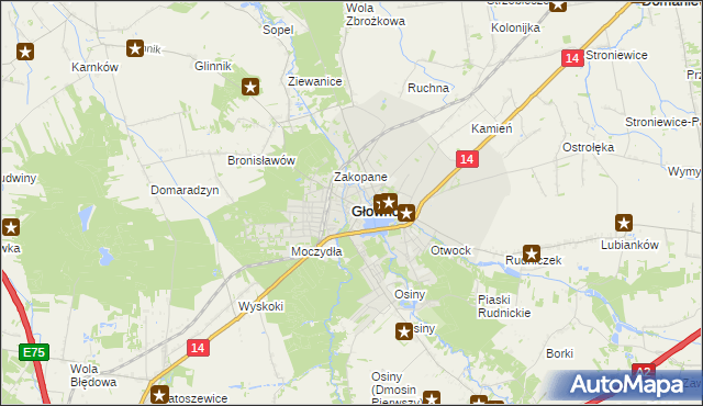 mapa Głowno, Głowno na mapie Targeo