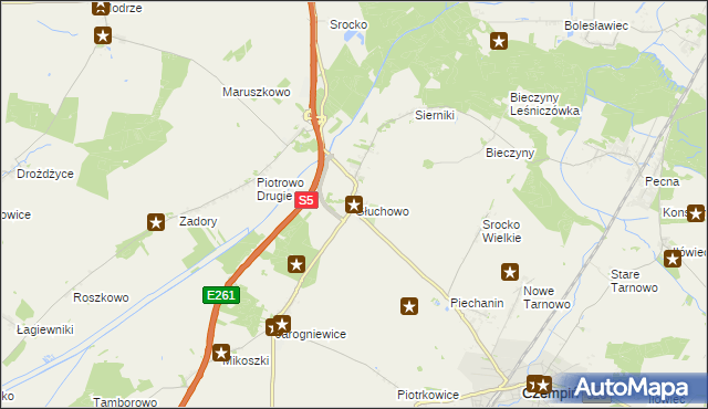 mapa Głuchowo gmina Czempiń, Głuchowo gmina Czempiń na mapie Targeo