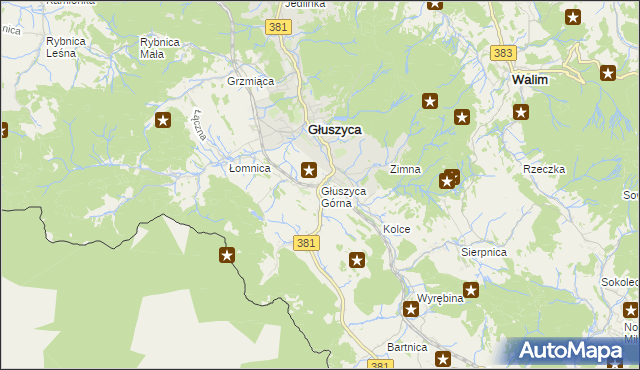 mapa Głuszyca Górna, Głuszyca Górna na mapie Targeo