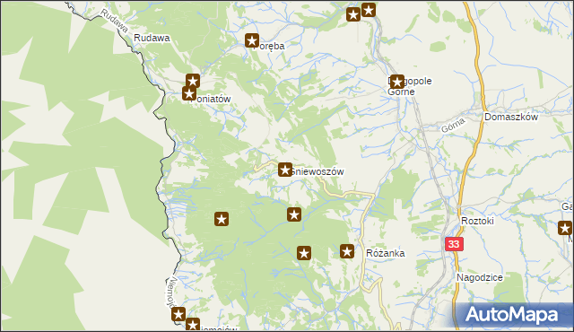 mapa Gniewoszów gmina Międzylesie, Gniewoszów gmina Międzylesie na mapie Targeo