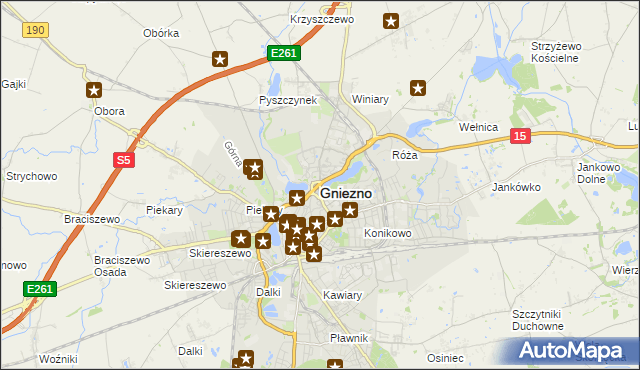 mapa Gniezna, Gniezno na mapie Targeo