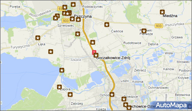 mapa Goczałkowice-Zdrój, Goczałkowice-Zdrój na mapie Targeo