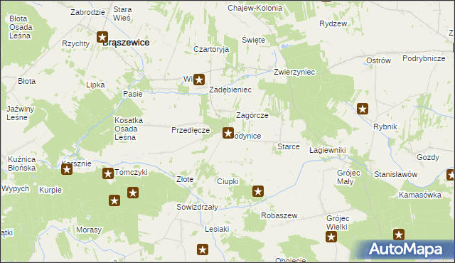 mapa Godynice, Godynice na mapie Targeo