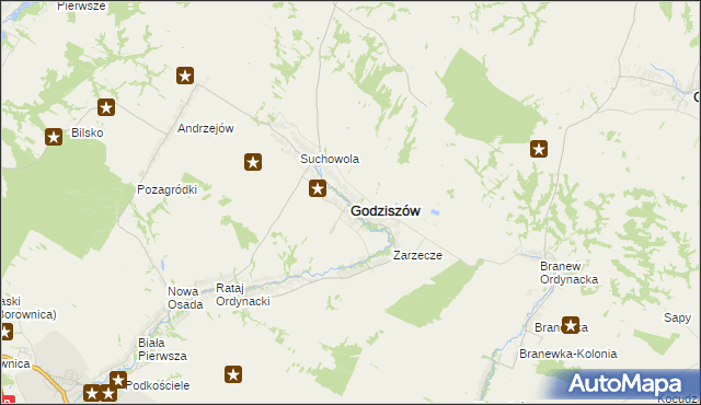 mapa Godziszów powiat janowski, Godziszów powiat janowski na mapie Targeo