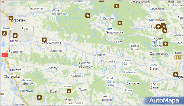 mapa Gogołów gmina Frysztak, Gogołów gmina Frysztak na mapie Targeo