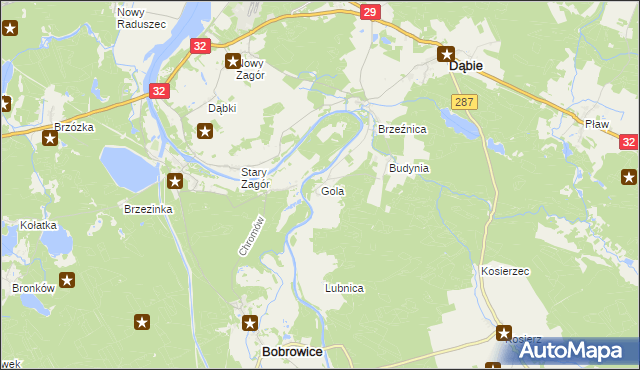 mapa Gola gmina Dąbie, Gola gmina Dąbie na mapie Targeo