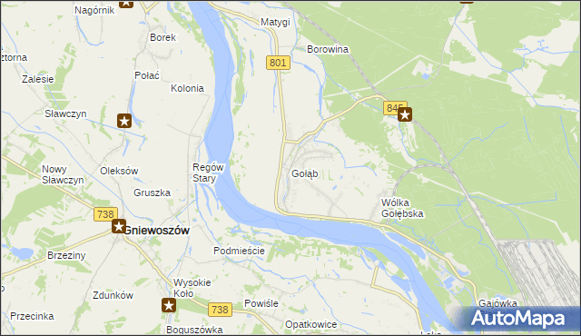 mapa Gołąb gmina Puławy, Gołąb gmina Puławy na mapie Targeo