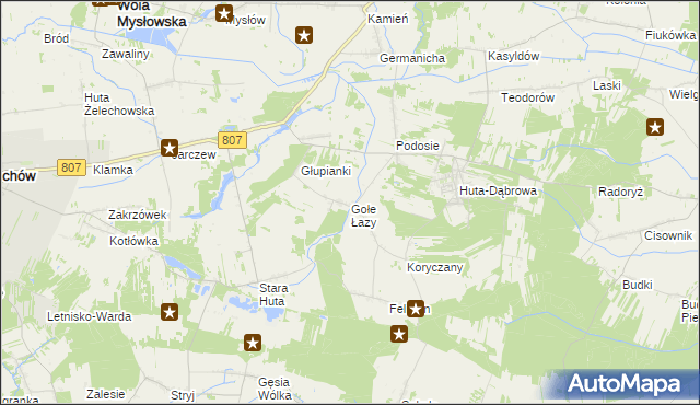 mapa Gołe Łazy, Gołe Łazy na mapie Targeo