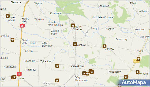 mapa Goliszew gmina Żelazków, Goliszew gmina Żelazków na mapie Targeo